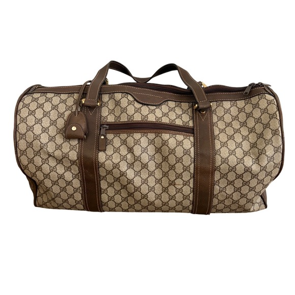 Gucci Vintage GG Supreme Boston Duffle Bag Brown Monogram Weekender Travel Bag - Picture 3 of 16